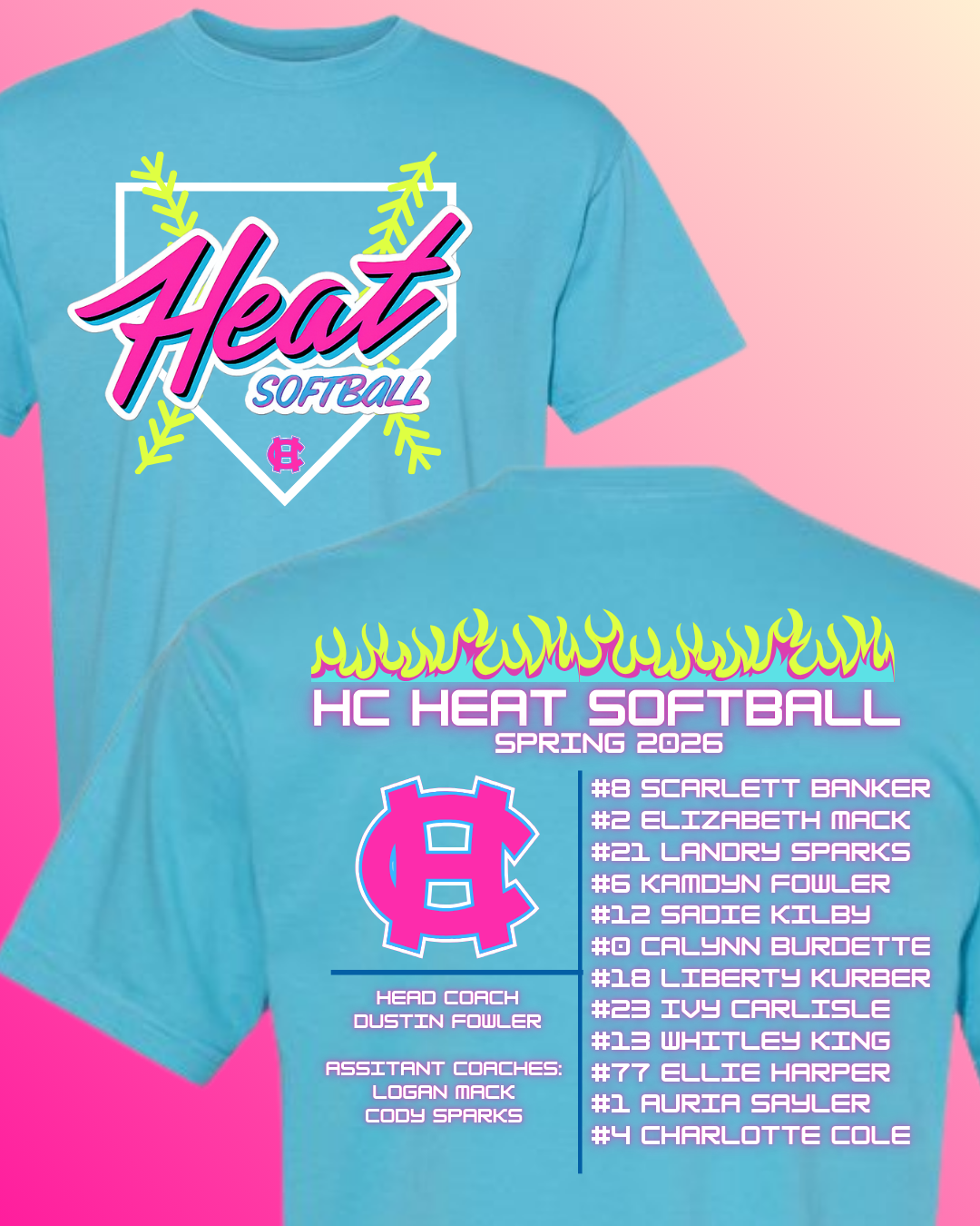 HC Heat Softball Team Shirt